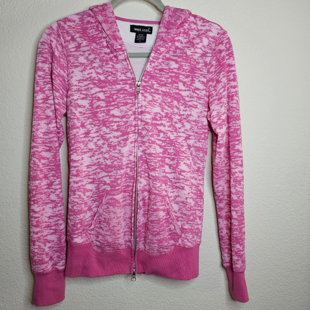 Wet Seal Pink Heathered Zip Up Hoodie Y2K Coquette Aesthetic Medium